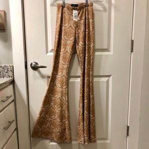 Printed Bellbottom Mustard Pants